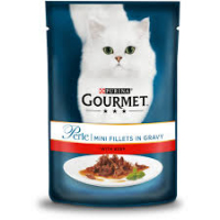 Purina Gourmet Perle Mini Fillets In Gravy With Beef Pouch 85g 