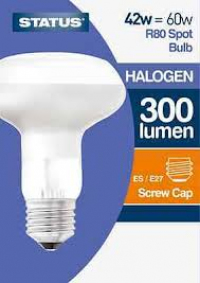 Status 42W = 60W R80 Spot Halogen Screw Cap Bulb 300 Lumen